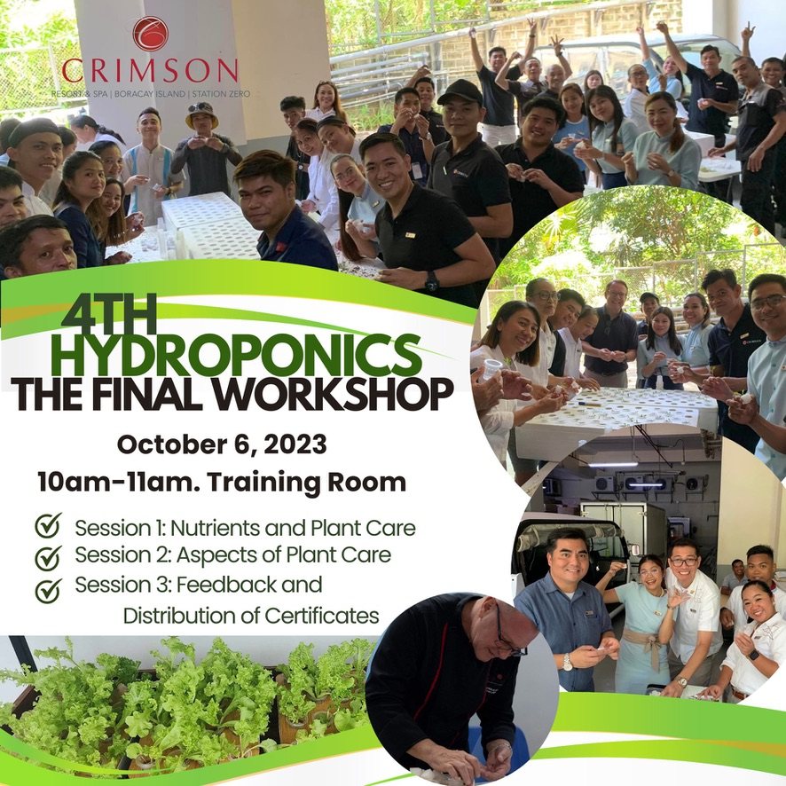Poster for the fourth and final GIY hydroponics workshop at Crimson Resort and Spa, Boracay, October 2023